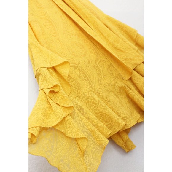 Marissa Webb 100% Silk Sofia Embroidered Ruffle Midi Dress L Saffron Yellow $798 - Picture 11 of 16